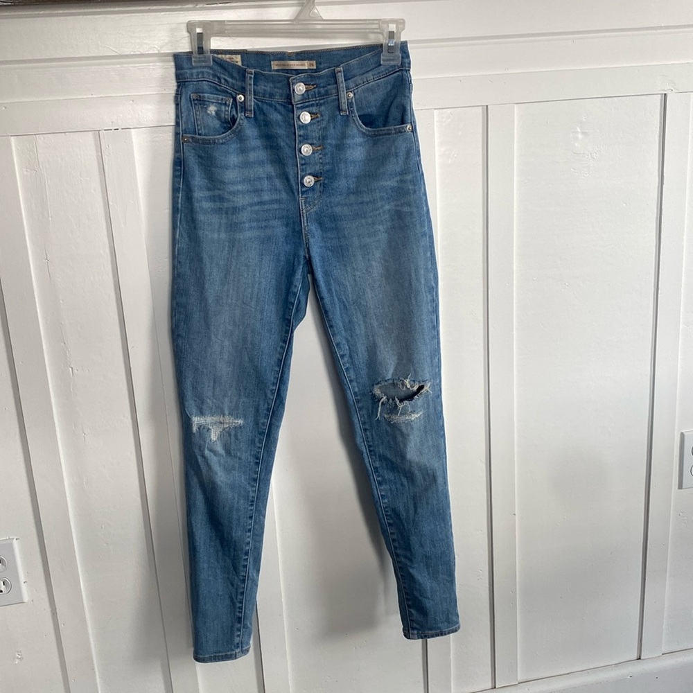 Levi's High-Rise Button-Fly Distressed Blue Jeans